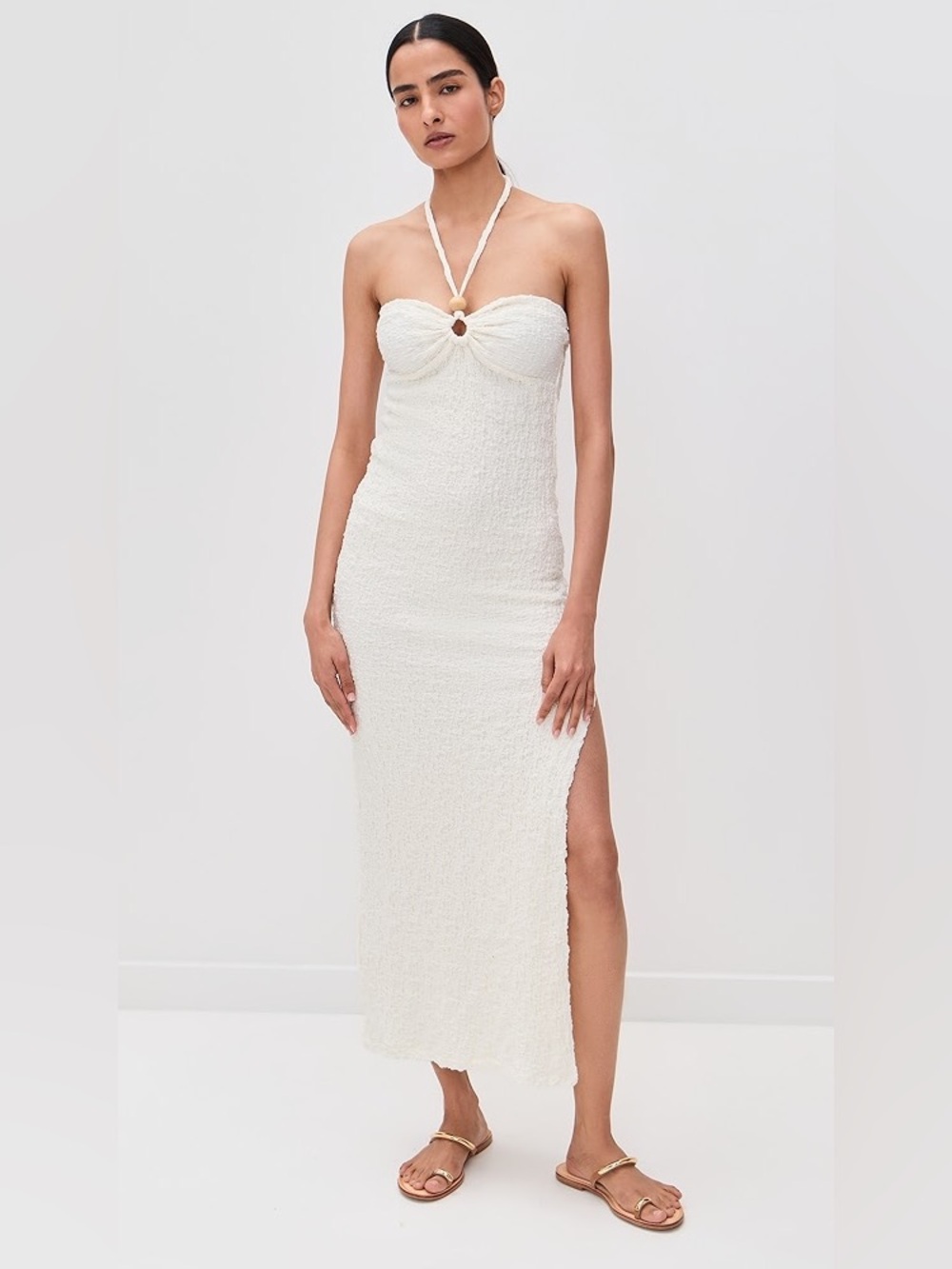 LSpace Lucca dress with a halter neckline and wooden Size SM